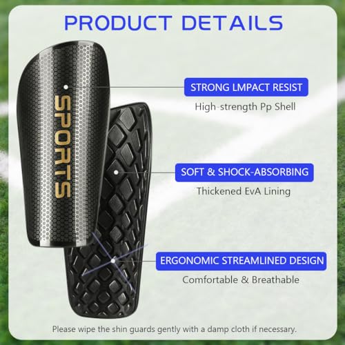 Proberos® Kids Shin Guards Set of 3PCS EVA Cushioning Sleeve Knee High Compression Socks Teens Sport Soccer Rugby Hockey Size-S