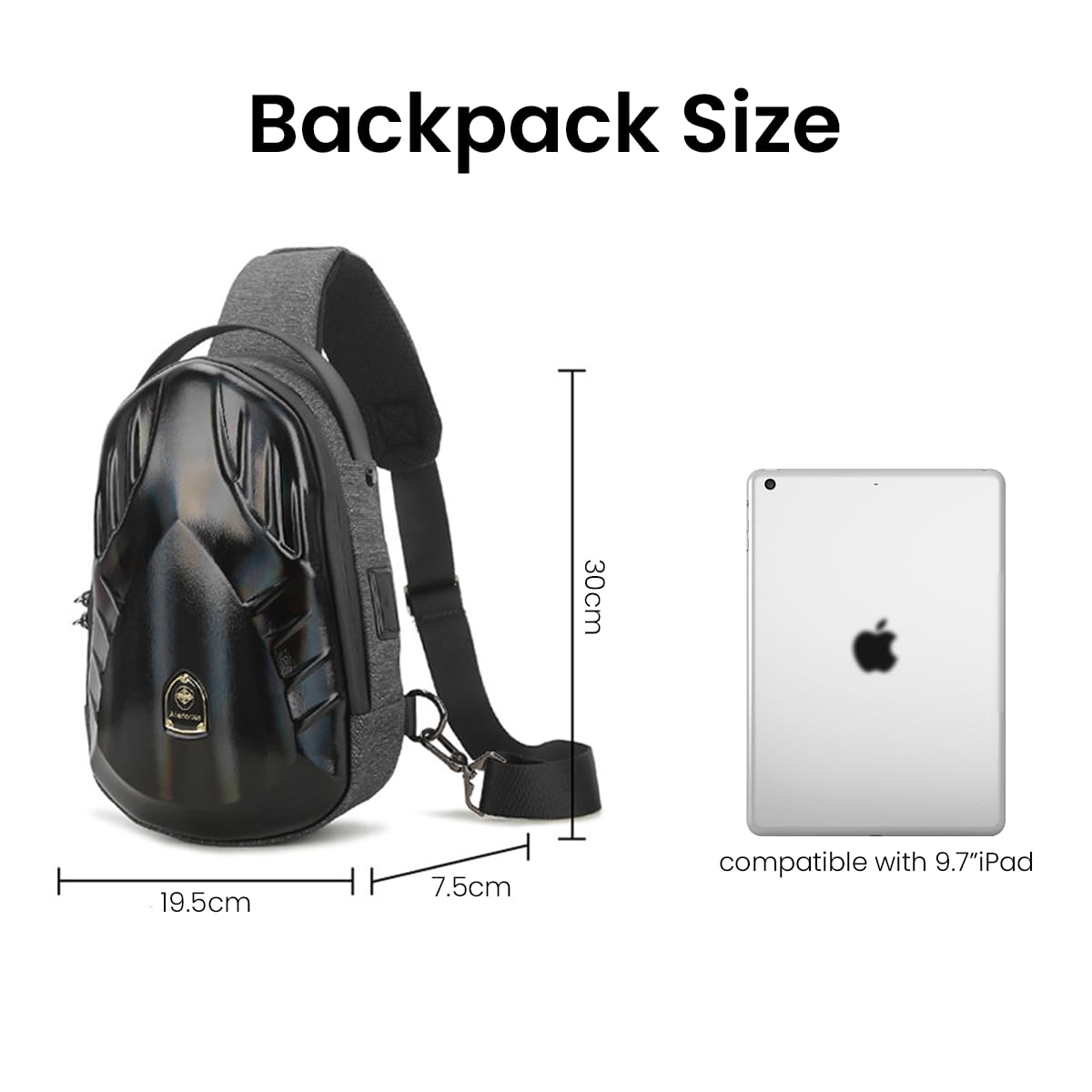 GUSTAVE Sling Bag for Men with 3-Digital Lock and USB Port featuring 19.5×7.5×30cm Hard Case