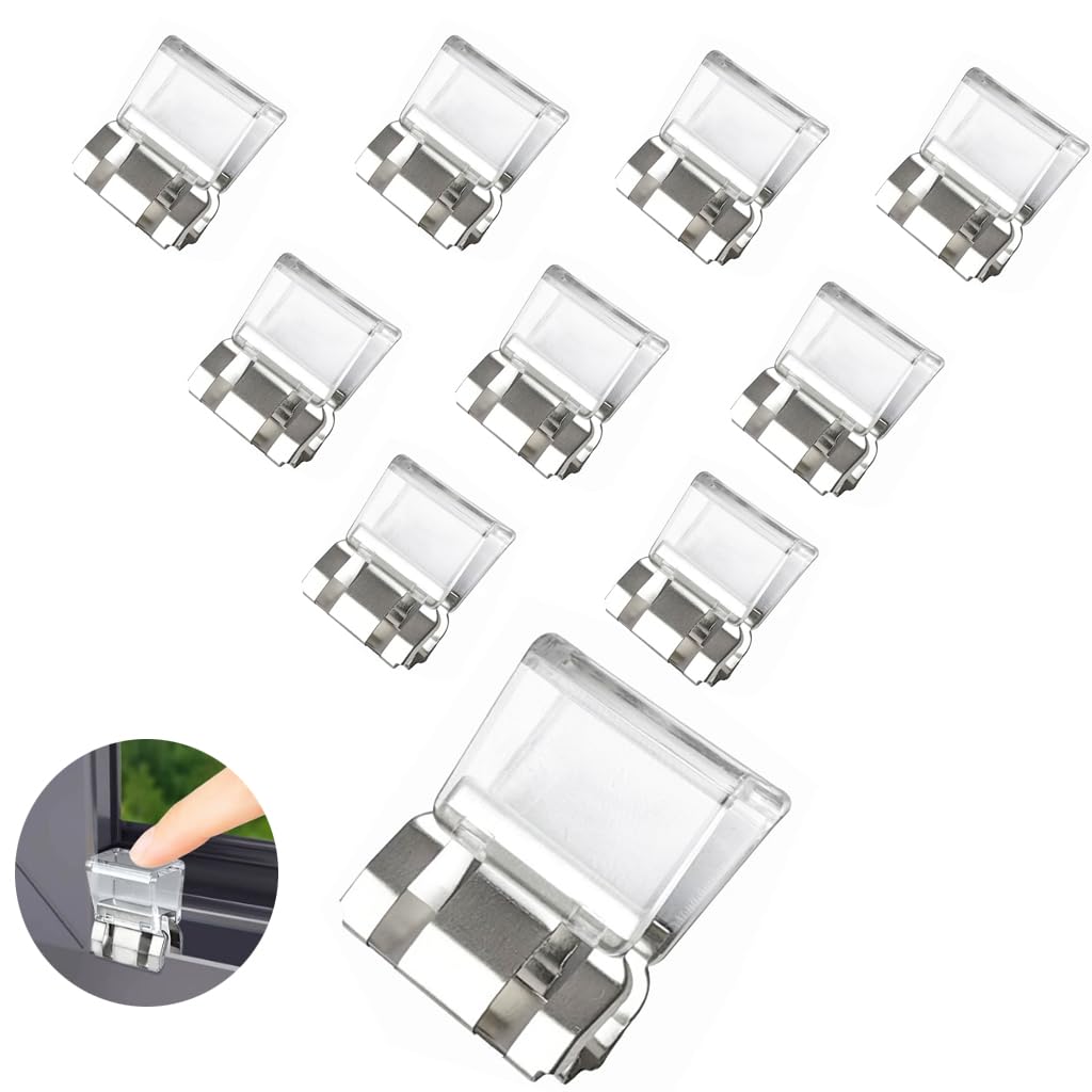HASTHIP® 10Pcs Sliding Window Track Stopper Clips, Adjustable Safety Lock for Aluminum Alloy Windows, Security Clips for Child Safety & Home Protection, Multifunctional Pants Length Reducer Clips