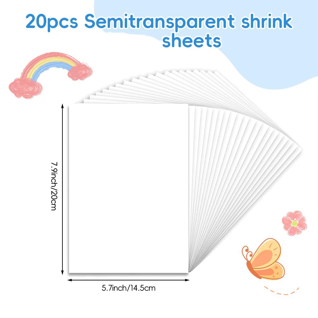 PATPAT Heat Shrink Art Film Paper for DIY Crafts with Translucent Frosted Finish 20Pcs 20x14.5cm