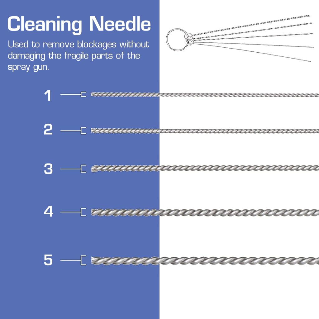 HASTHIP Airbrush Cleaning Brushes Set for Nozzle and Spray Gun Maintenance featuring 5 Micro Brushes & Stainless Steel Tools | Precision Pins and Metal Needles