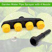 Supvox® Garden Water Pipe Sprayer 4 Nozzle Irrigation Sprinkler Larger Irrigation Area Garden Sprayer Nozzle with Flow-Adjustment Connector