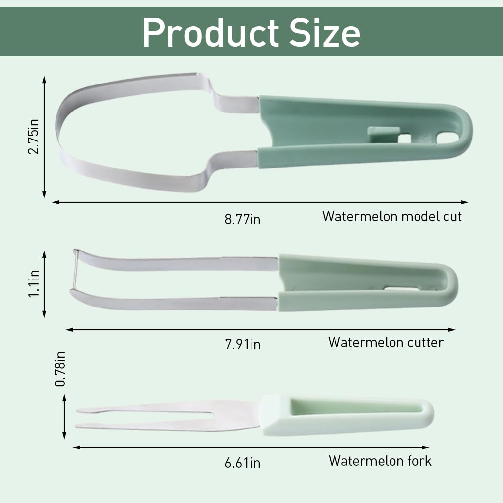 Supvox Watermelon Cutter Slicer for Easy Fruit Serving with Ergonomic Handle | Stainless Steel 3-in-1 Tool