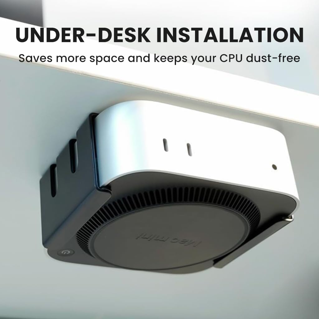 ZORBES Under Desk Mount Holder for Mac Studio with Metal Bracket and Open Ventilation | Space-Saving Design for M1, M2, M3 and M4 Models
