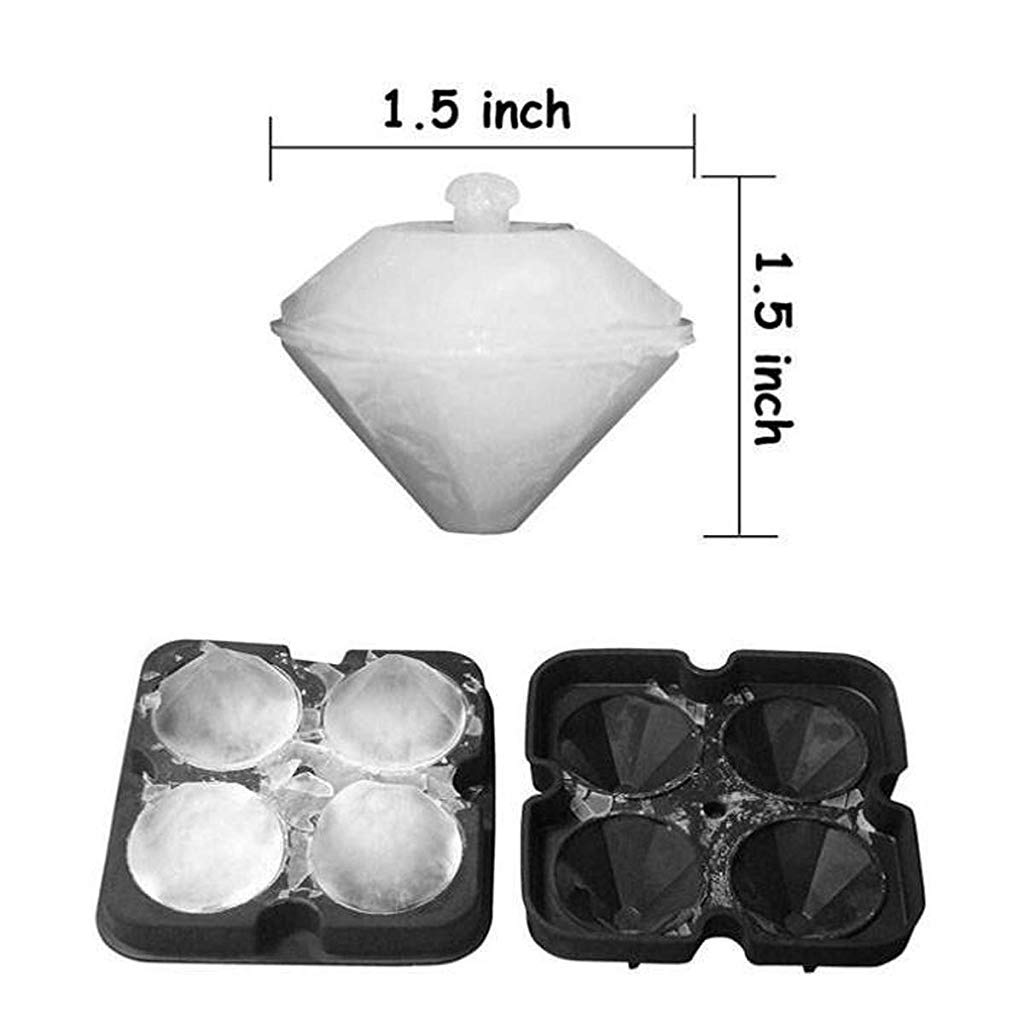 HASTHIP 3D Ice Mold for Whiskey and Cocktails featuring 4 Diamond Cubes 25ml Silicone Tray