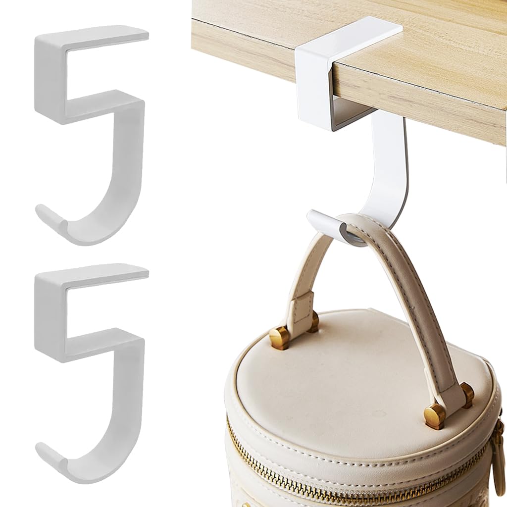 Serplex Desk Hook for Underdesk Storage with Curved Clip Design and 10 kg Capacity | Aluminum Alloy Pair