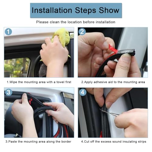 STHIRA® 16.4Ft Car Door Seal Strip Weather Stripping Car Rubber Seal Cuttable Door Edge Weather Strip Automotive Soundproof Door Trim Seal Universal Door Edge Rubber Trim for SUV, Van, Pickup Trunks