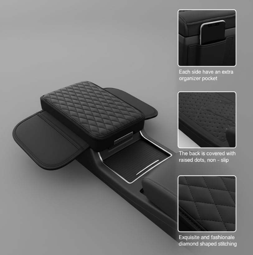 ZIBUYU Car Console Cover with 2 Storage Bags for Organized Vehicle Interior | Easy Access Design