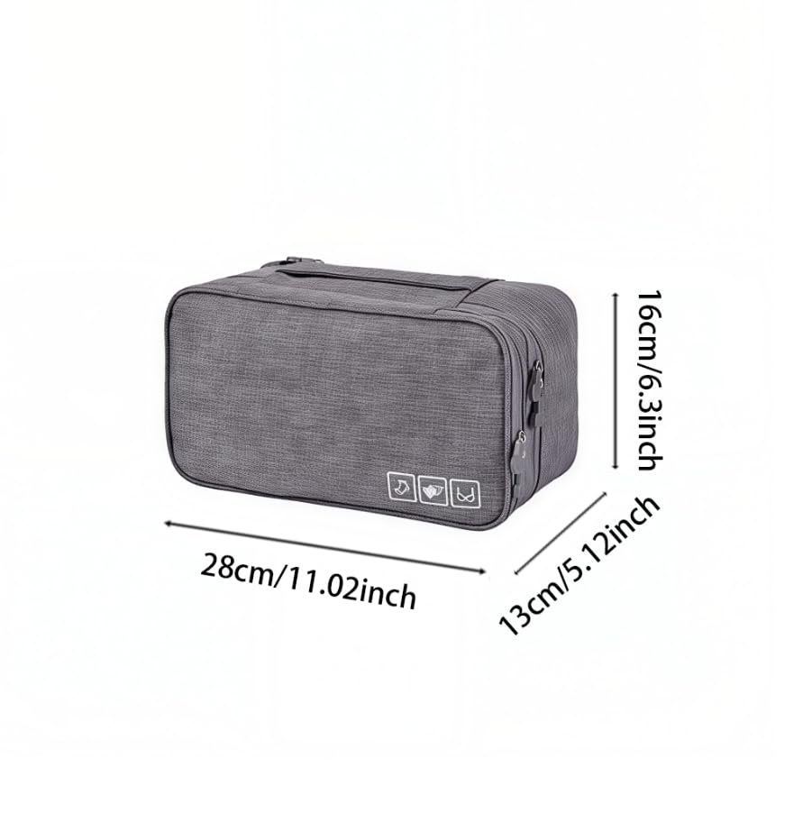 ZIBUYU Travel Underwear Organizer for Vacations and Business Trips with Smart Compartments featuring Water Resistant Fabric and Top Handle | Compact Storage for Intimates