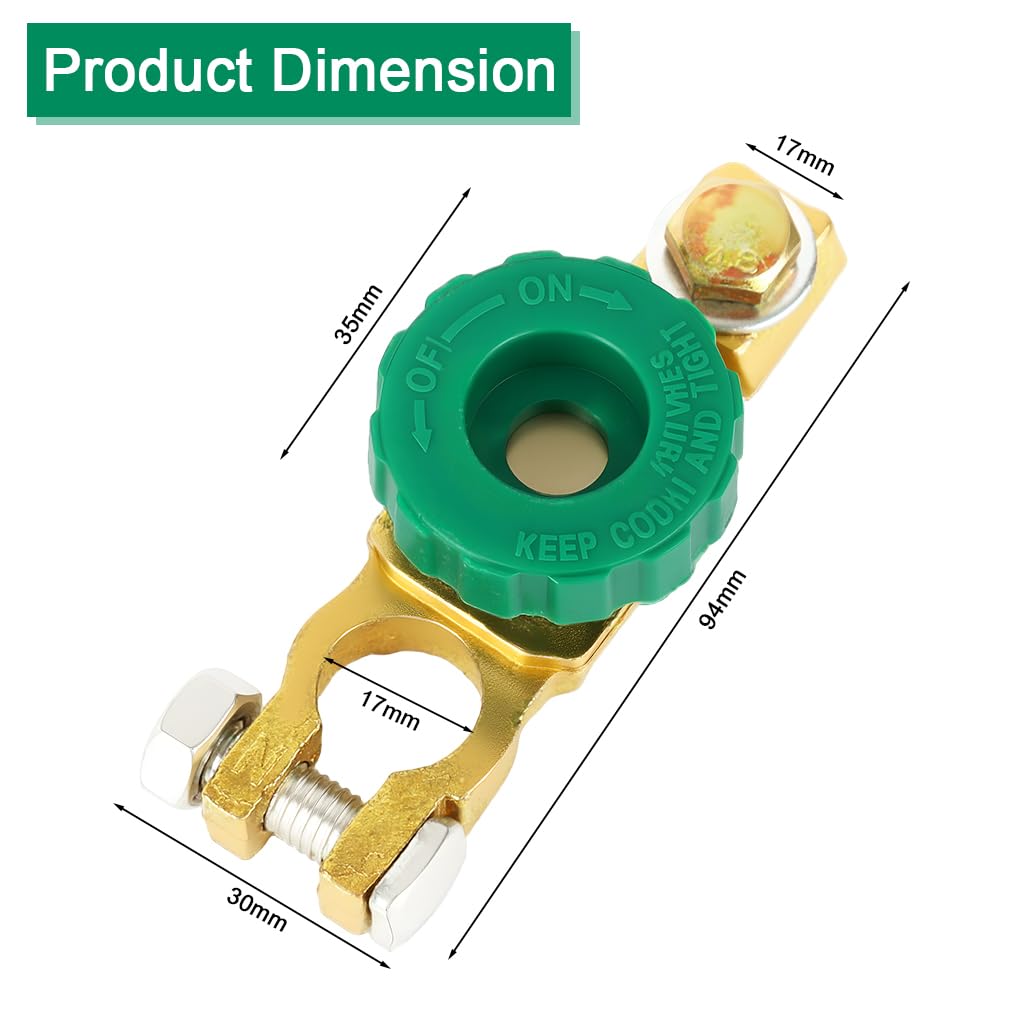 STHIRA Car Battery Cut Off Switch for 12V Vehicles with 0.59–0.67in Top Post | Power Control & Anti Theft