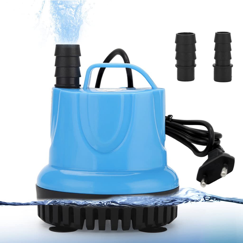 Qpets® 3200L/H Submersible Water Pump Aquarium Water Pump for Water Changing Submersible Water Pump with Bottom Suction Cups Submersible Aquarium Air Pump for Fish Tank, Fountain