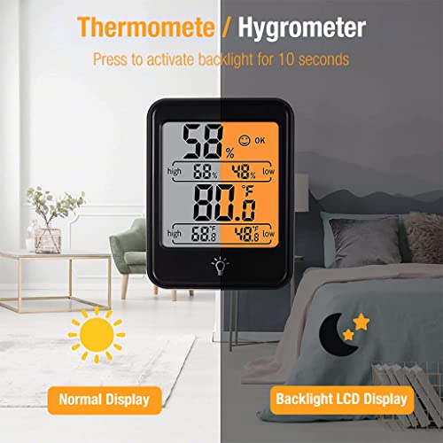 Supvox® Indoor Thermometer and Hygrometer Humidity Guage Accurate Temperature Monitor Meter with Stand LCD Digital Backlit Thermometer