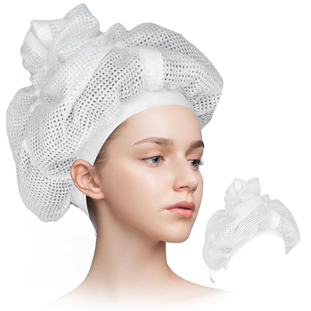 MAYCREATE Net Plopping Cap for Drying Curly Hair with Adjustable Drawstring and Satin Bonnet | Easy to Use and Quick Dry