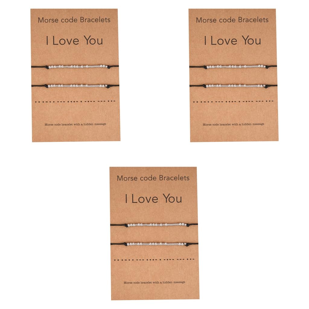 Zibuyu Couple Bracelet for Women and Men featuring Adjustable Morse Code Design 6PCS | Stainless Steel and Soft Rope Gift Set