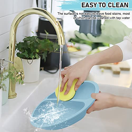 SNOWIE SOFT® Baby Suction Plates for Feeding with 4 Strong Cups Silicone Toddler Deep Divided Kids BFA Free Dishwasher Microwave Safe 3PCS