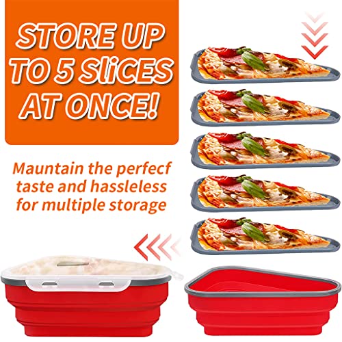 HASTHIP® Reusable Silicone Pizza Tray with 5 Pizza Slice Trays, Pizza Pan Pizza Storage Container, Collapsible Silicone Pizza Container, BPA Free, Microwave Safe Dishwasher Safe, Orange