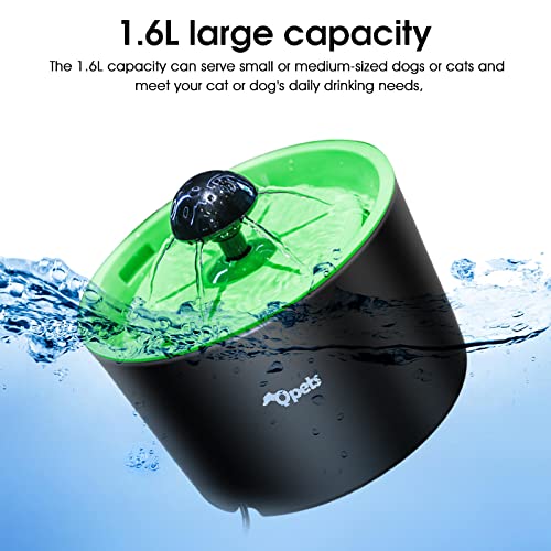 Qpets® Pet Cat Water Fountain, Auto Cat Dog Water Fountain Dog Water Dispenser with Filter,Water Dispenser for Cat, Dog Water Fountain Dog Water Fountain for Cats 1.6L USB Plug and Play