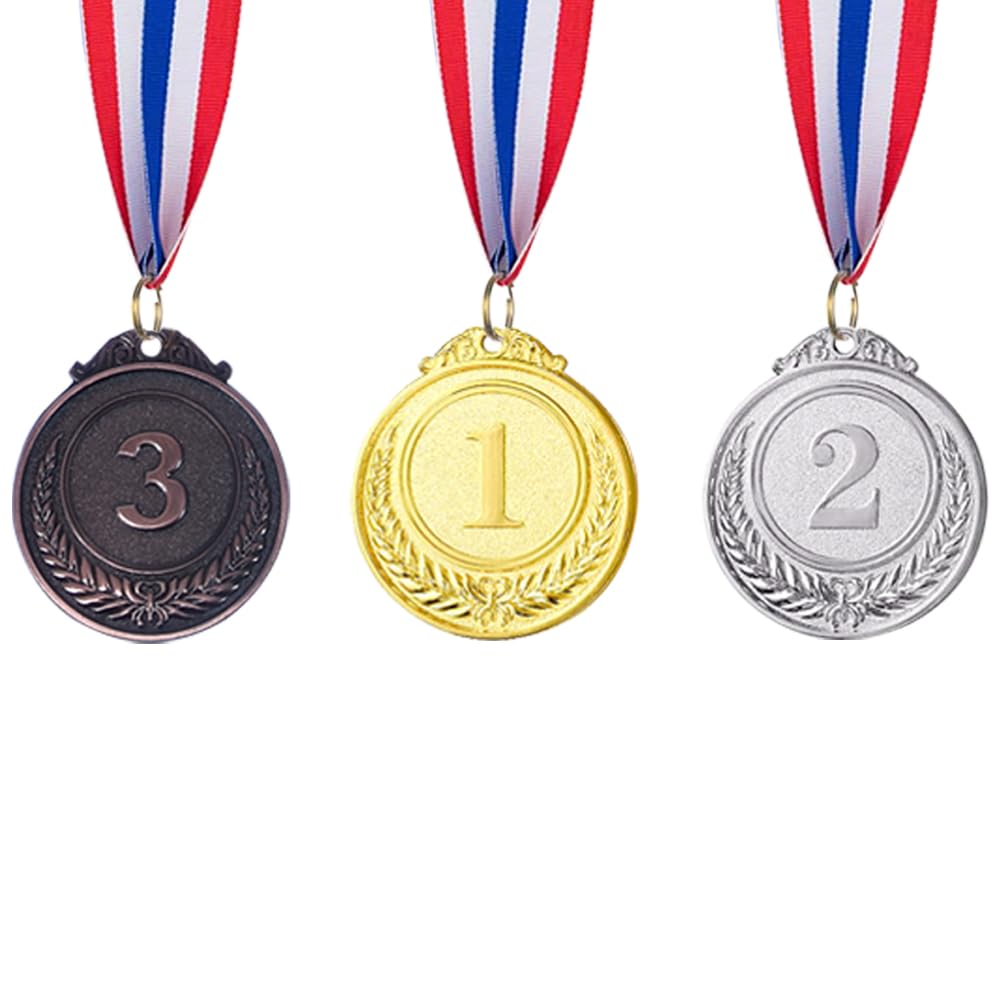 Proberos® 3 Pieces Gold Silver Bronze Award Medals-Winner Medals Prizes for 1st 2nd and 3rd Prizes for Sports, Competitions, Party, 2 Inches