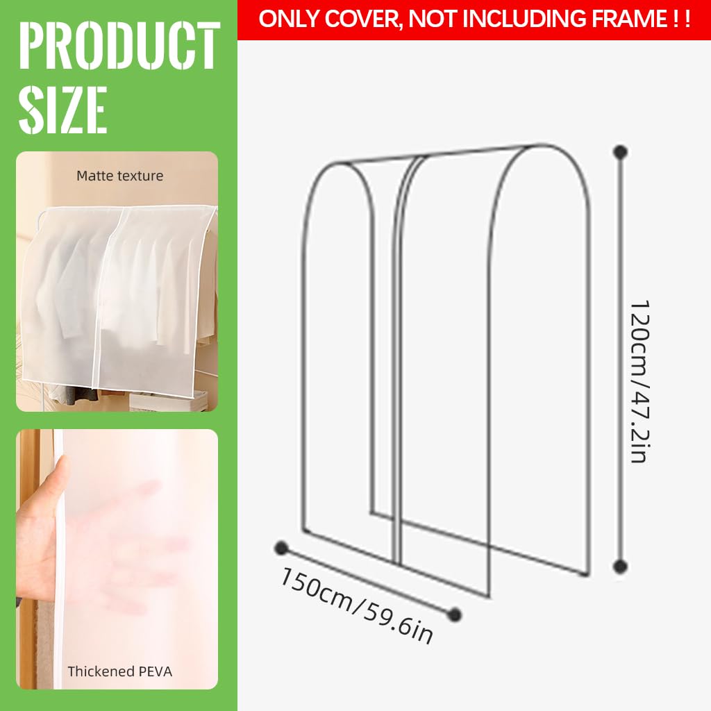 HASTHIP Clothes Rack Cover for Dustproof Organization with 2 Piece Design and PEVA 150x120cm