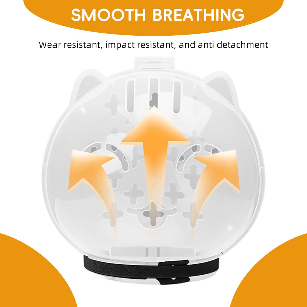 Qpets Cat Muzzle Collar for Bathing and Recovery with Transparent Ventilated Hood | Breathable Anti Licking Protective Mask