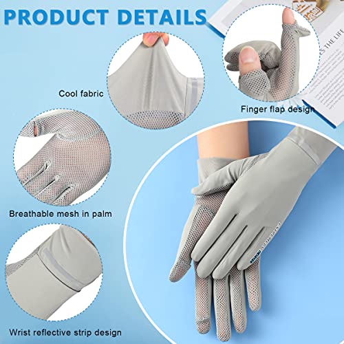 HASTHIP® Hand Gloves for Sun Protection Grey Silk Sun Protection Gloves for Women Bike Riding UPF 50 Plus Breathable Summer Hand Glove for Cycling Riding Fishing Non Slip Touch Screen X 3