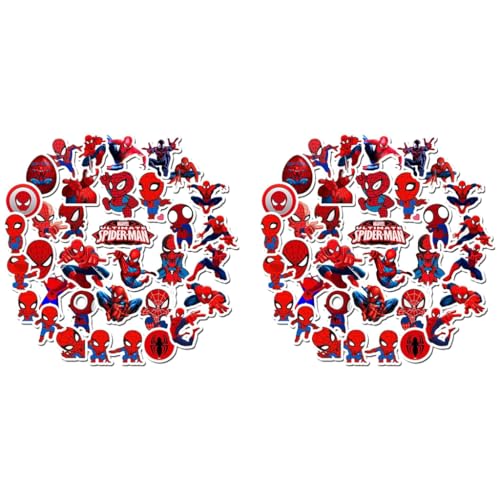 HASTHIP® 35PCS Spider-Man Stickers for Kids Superhero Cartoon PVC Waterproof for Water Bottle Helmet Flask Car Bike Bumper Skateboard Luggage 5Cm Red
