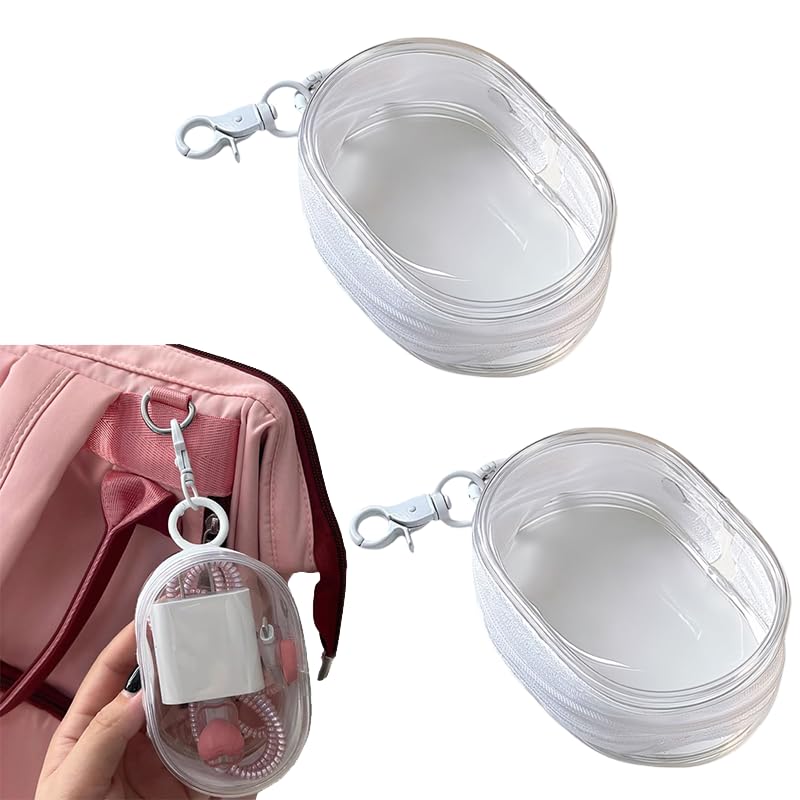 Supvox® 2Pcs PVC Transparent Storage Bag for Data Cables, Chargers, Earphones Waterproof Travel Organizer Pouch with Quick Release Buckle, Compact 10.5x6.5x3.6cm, Durable Multipurpose Use