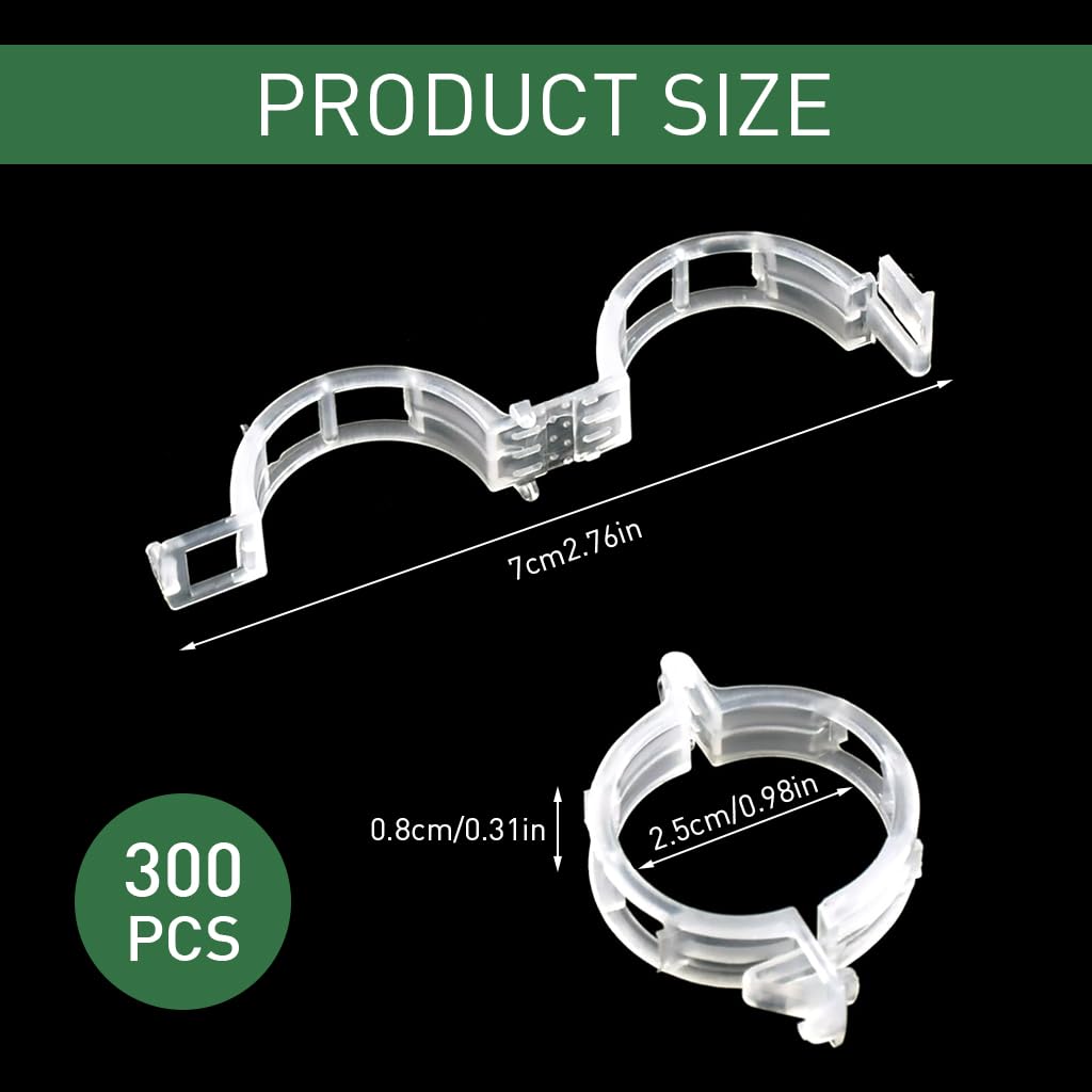 HASTHIP 300Pcs Gardening Supportive Ring Clips - Creeper Plant Support - Plant Sticks Support for Vines Hook & Vines Climbing Clip - Plants Support Clips for Flowers, Vegetables, Plants
