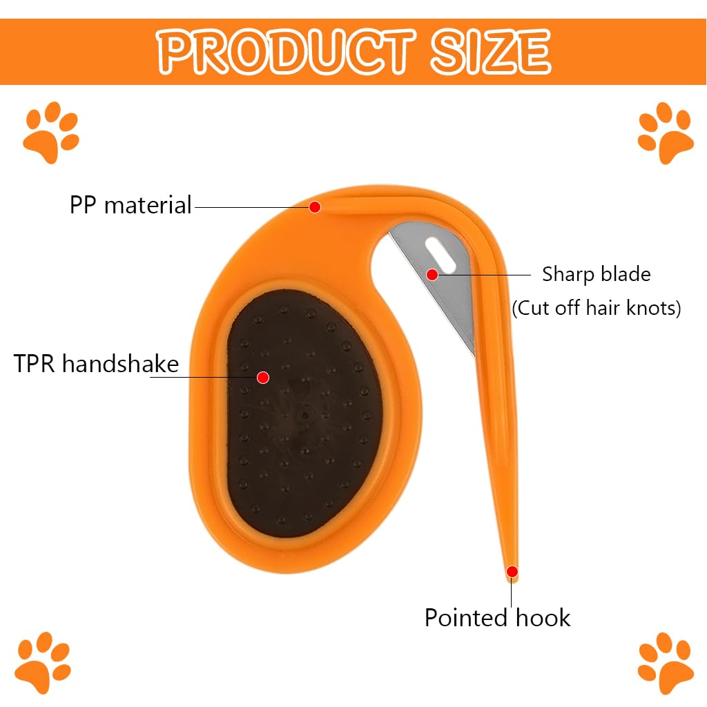 Qpets Pet Knotting Comb for Dogs Cats and Rabbits with Ergonomic Non Slip Handle | Gentle Detangling Grooming Tool