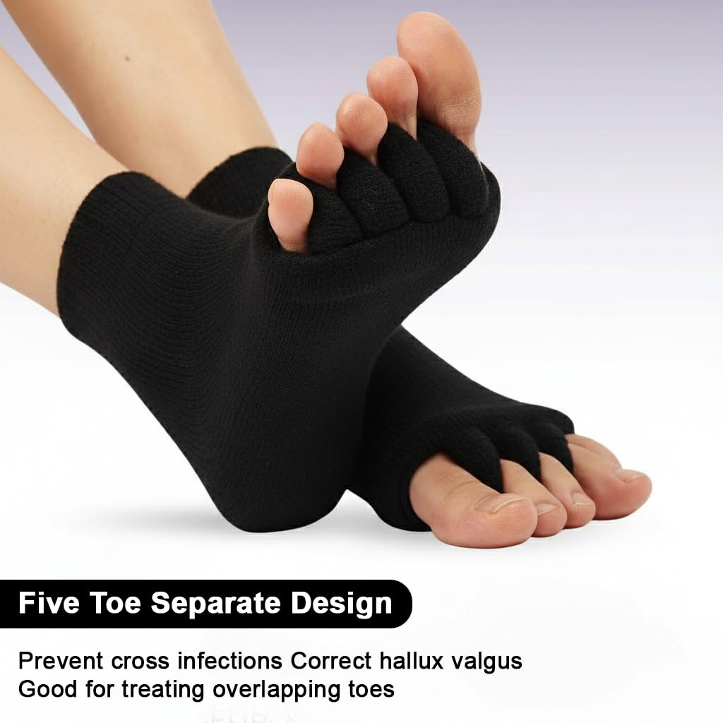 Zibuyu Toe Separator Socks for Yoga and Bunion Relief with Ergonomic Toe Dividers | Breathable Cotton for Men and Women