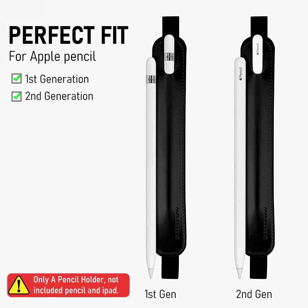 ZORBES Pencil Cover for Apple Pencil 1st and 2nd Gen with Elastic Band Fit PU Leather Sleeve, Black