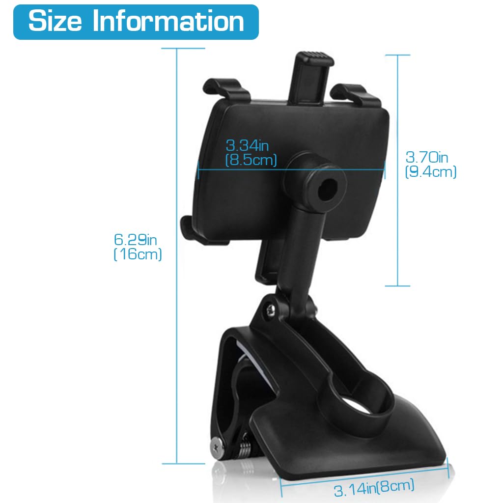 STHIRA Phone Holder for Car Dashboard and Sun Visor with 360° Rotation featuring Foldable ABS Clip | Fits 3.7–7 in Phones