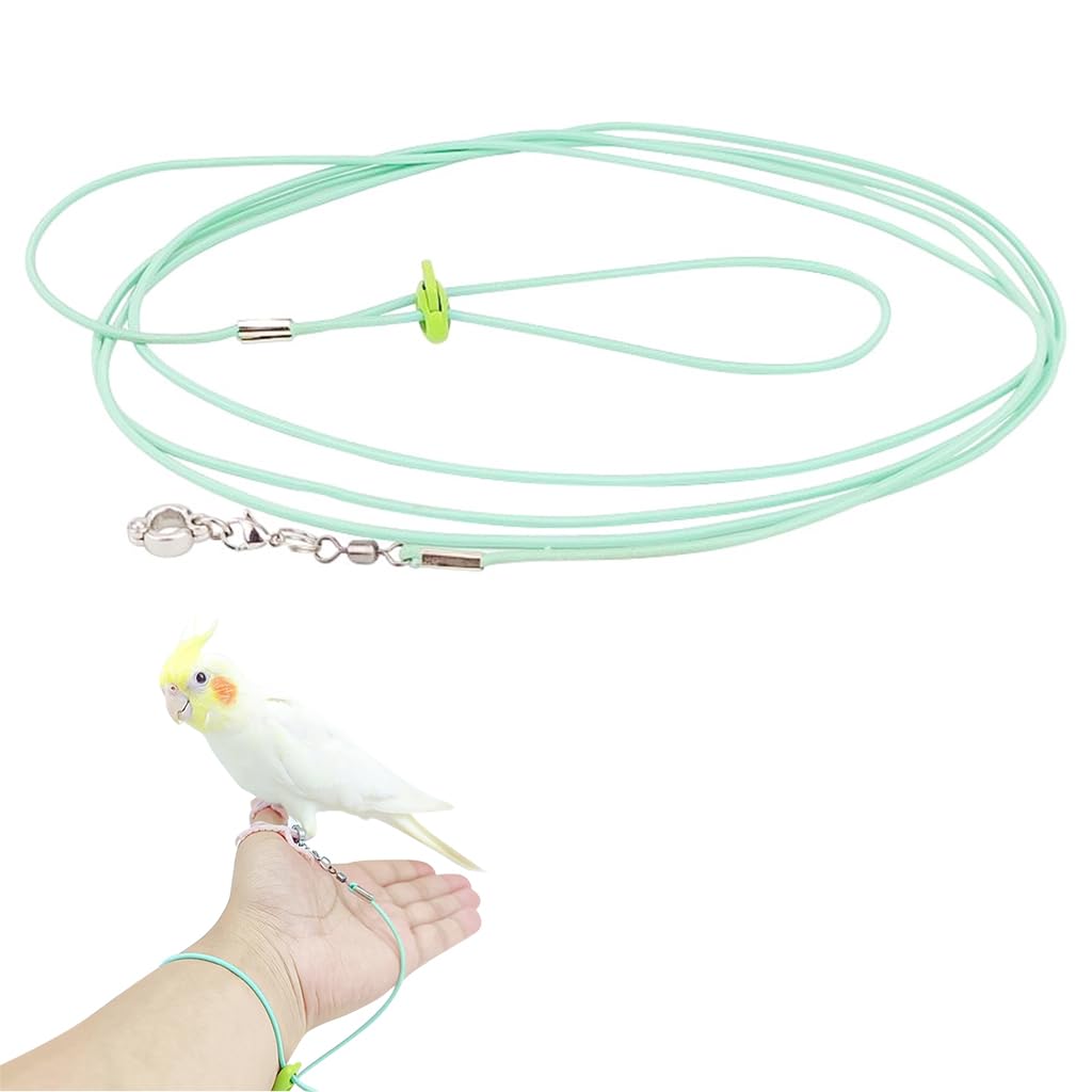 Qpets® Parrot Leg Ring, 6.6ft Parrot Ring for Leg, Elastic Parrot Toy Bird Aviator Leash for Parrot, Budgerigars, Cockatiels, Parrot Bird Leash with Feet Loop & Adjustable Buckle Wrist Attachable