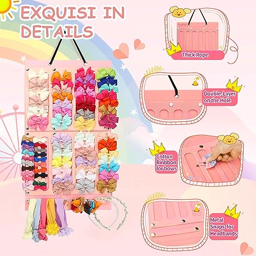 HASTHIP® Hair Bows Holder Wall Hanging Baby Girls Hair Accessories Organizer Soft Felt Hairband Storage Large Capacity Clips Display Rack Kids Room Organiser X 3