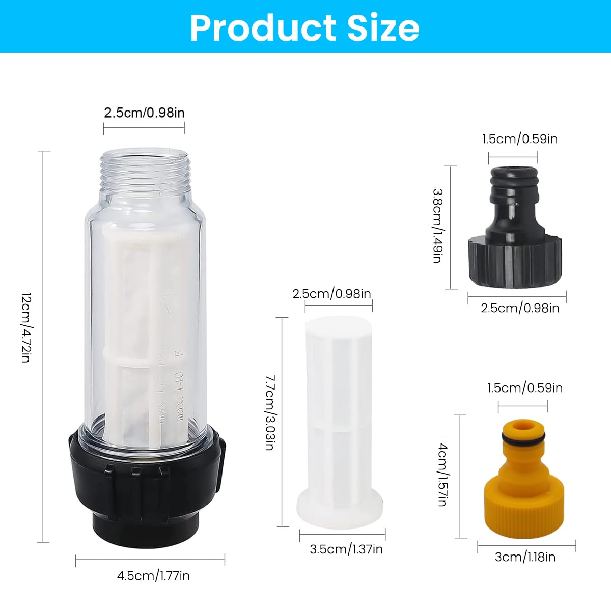 STHIRA Pressure Washer Filter Kit for Kärcher with Inlet Filter and Quick Connectors | 3 PCS