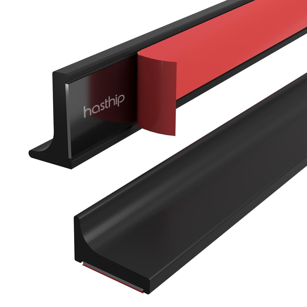 HASTHIP® 1.5M Silicone Water Stopper for Kitchen Slab - Flexible with Glue Collapsible Threshold Water Dam Barrier Strip for Shower,Self-Adhesive,Bathroom Tub Retaining Stopper Bathroom
