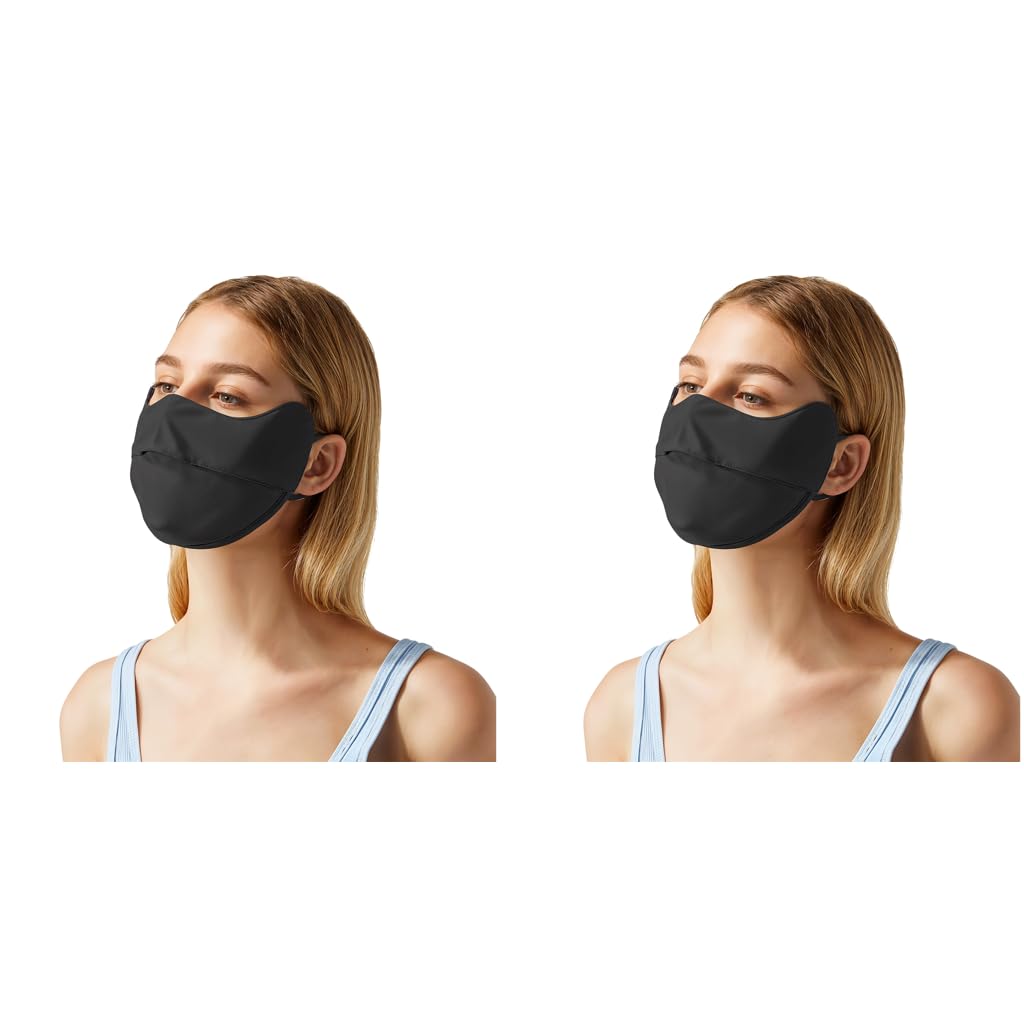 PALAY Sun Protection Face Cover for Women with Adjustable Drawstring Ear Loops | 2PCS Breathable Ice Silk Mask