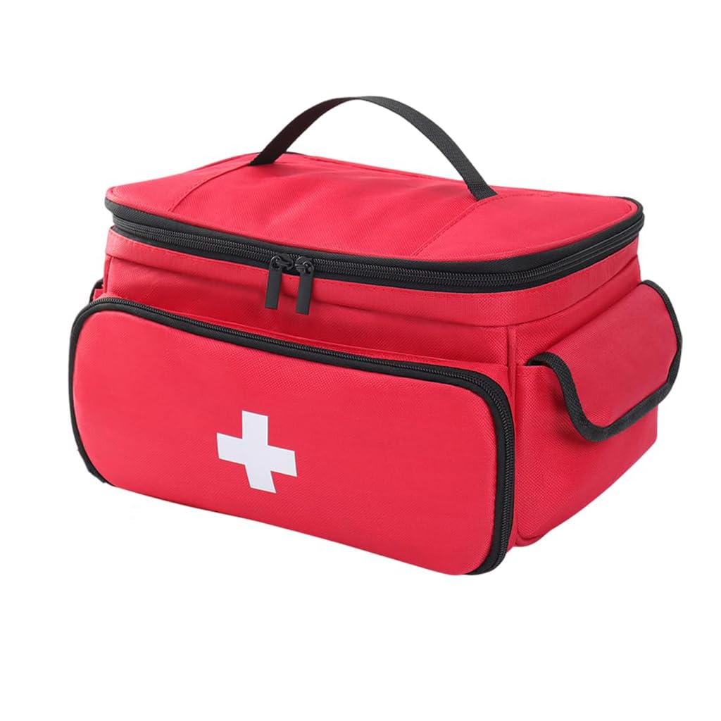 HANNEA Travel Medicine Organizer for Home Car and Office 29x18x16cm with Dual Zipper | Waterproof Oxford Cloth First Aid Bag