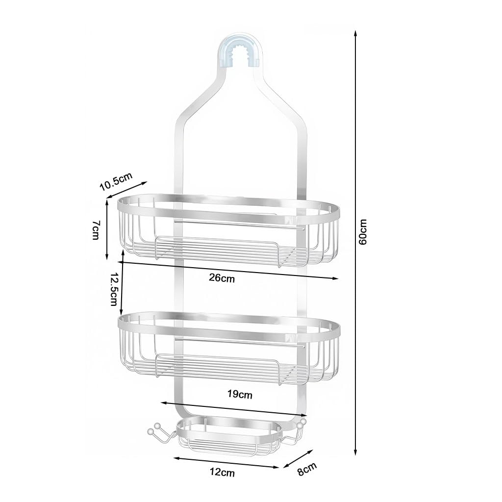 Supvox Wall Shower Caddy for Bathroom with 2 Tier Adhesive Mount and Quick-Dry Metal Shelves | Rustproof Organizer 2PCS