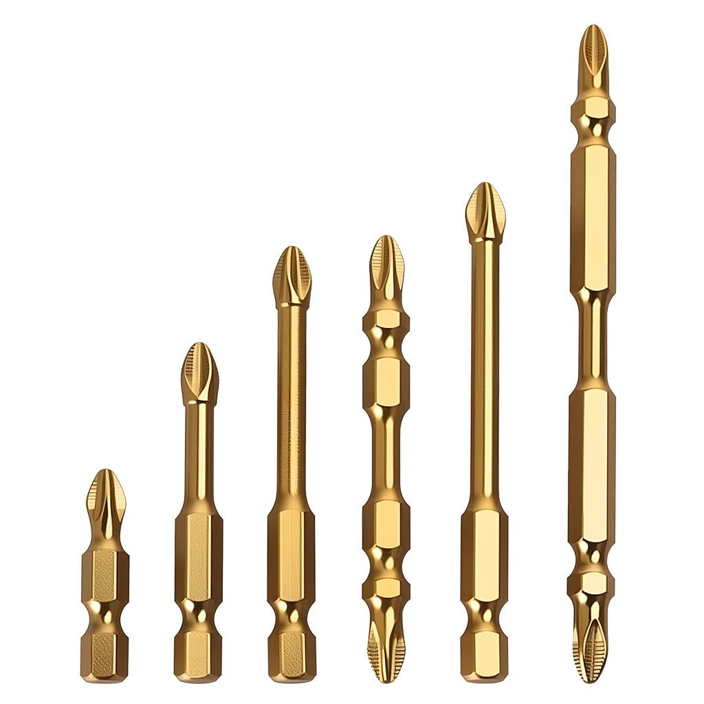 Serplex Screwdriver Bits Set for Electric Drills with Dual-Tip Ribbed Design & Alloy Steel | 6 Pcs 30–100mm