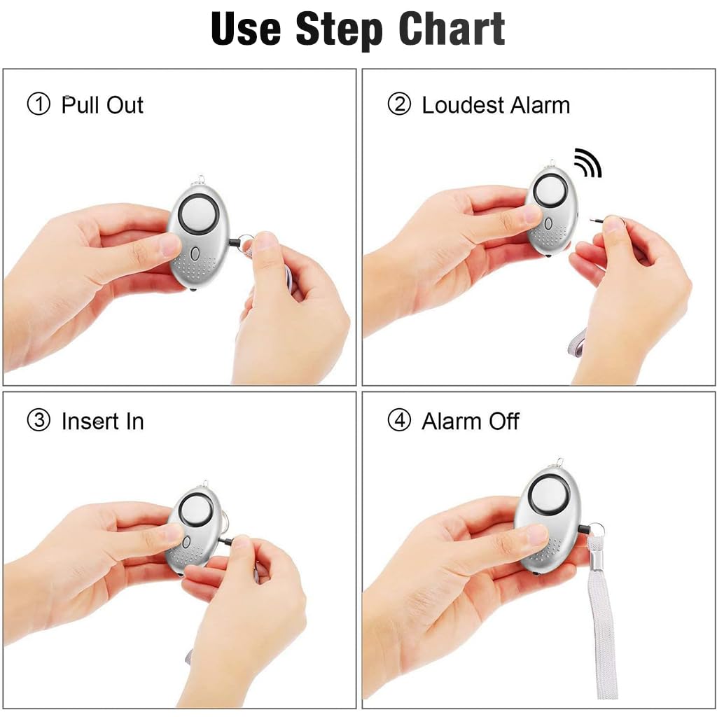 ZIBUYU Self Defence Alarm for Women with 130dB Siren and Pull Pin Activation | LED Light Keychain