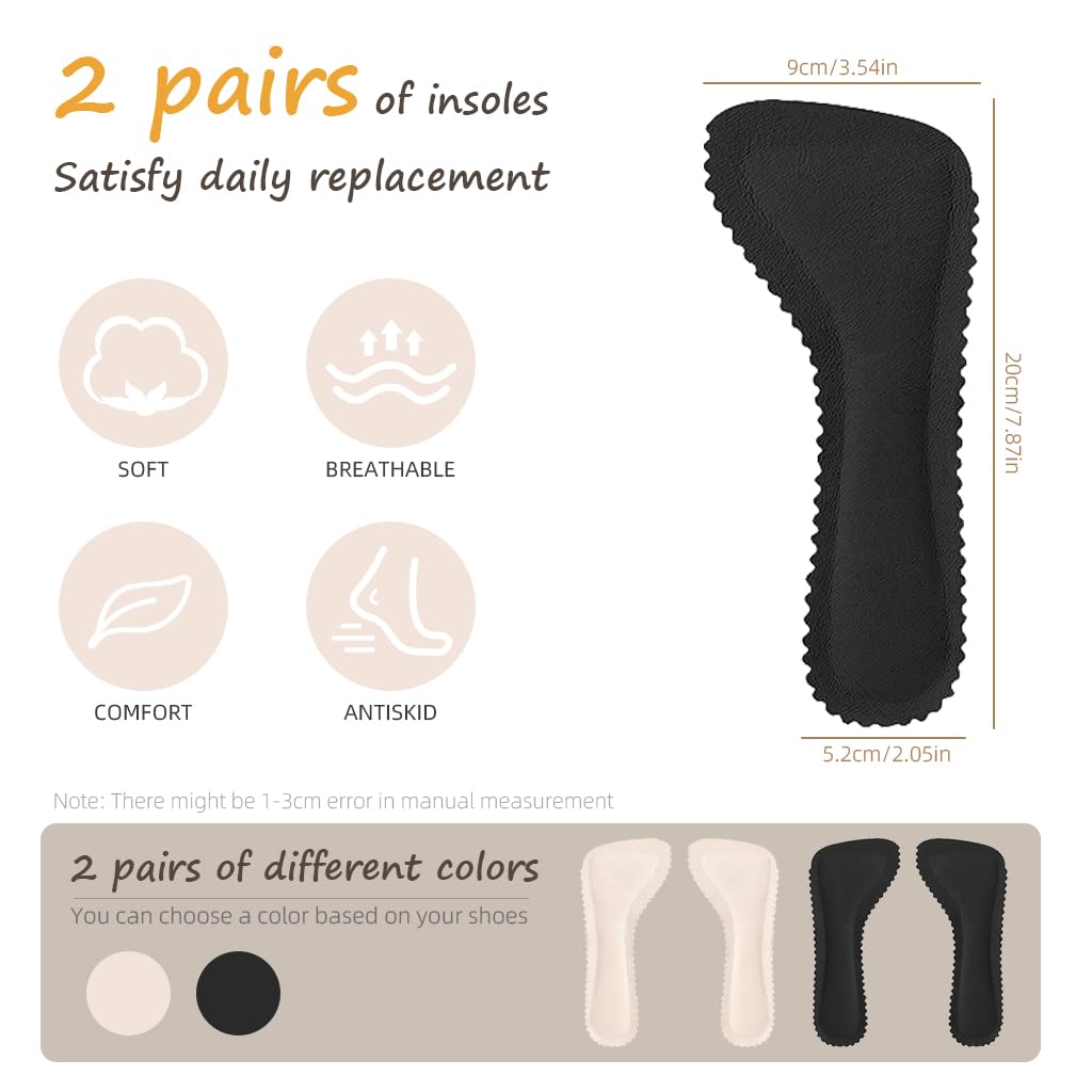 MAYCREATE® 2 Pairs High Heel Inserts Arch Support Inserts 3/4 Cushioning Insoles Anti-slip Invisible Inserts Pads High Heel Sole Liners