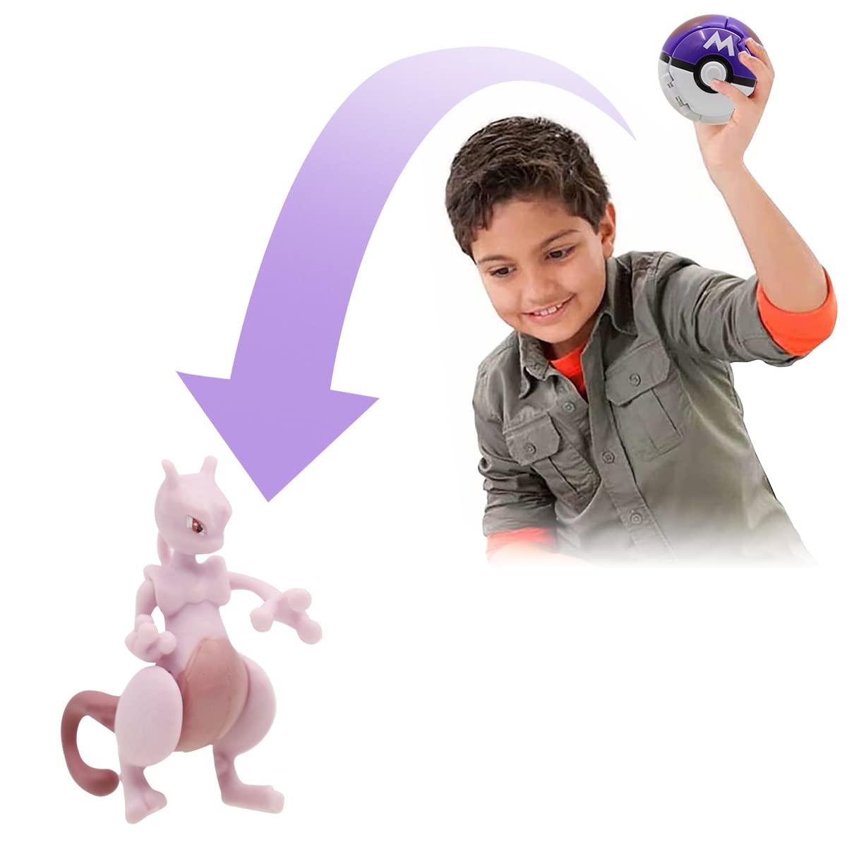 PATPAT® Poke-mon Toy Mewtwo Figures with Poke-mon Ball Toy Figures Poke-mon Charizard Figures Toy Desk Decoration Birthday Gift Children's Day Gift Toy for Kids (Mewtwo)