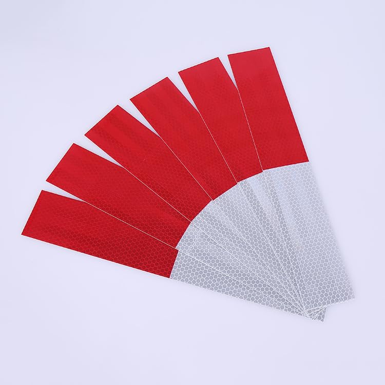 STHIRA® Red/White Reflective Tape 50 Pack, 28 * 5cm, Waterproof Self-Adhesive Safety Caution Warning Tape for Cars, Trucks, Trailers, Boats & Road Signs