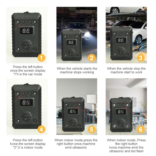 HASTHIP® Ultrasonic Car Rat Repellent for Automobiles Home with Strobe Light Dual Power Supply Rodent Repeller Protects Wires Waterproof 2PCS