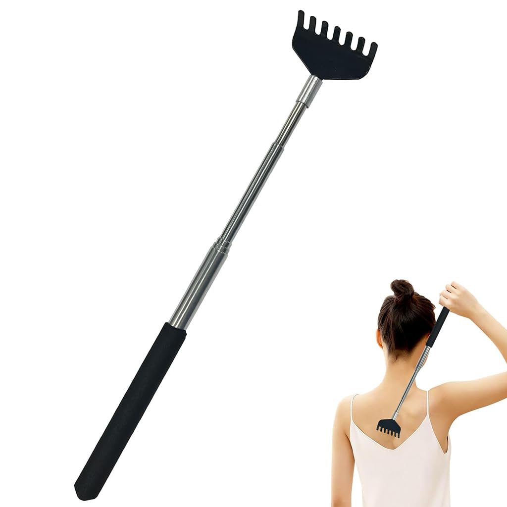 ZIBUYU Telescoping Back Scratcher for Deep Relief featuring 7 Claws and 20–68cm Extendable Stainless Steel Handle | Anti Slip Grip for Men and Women
