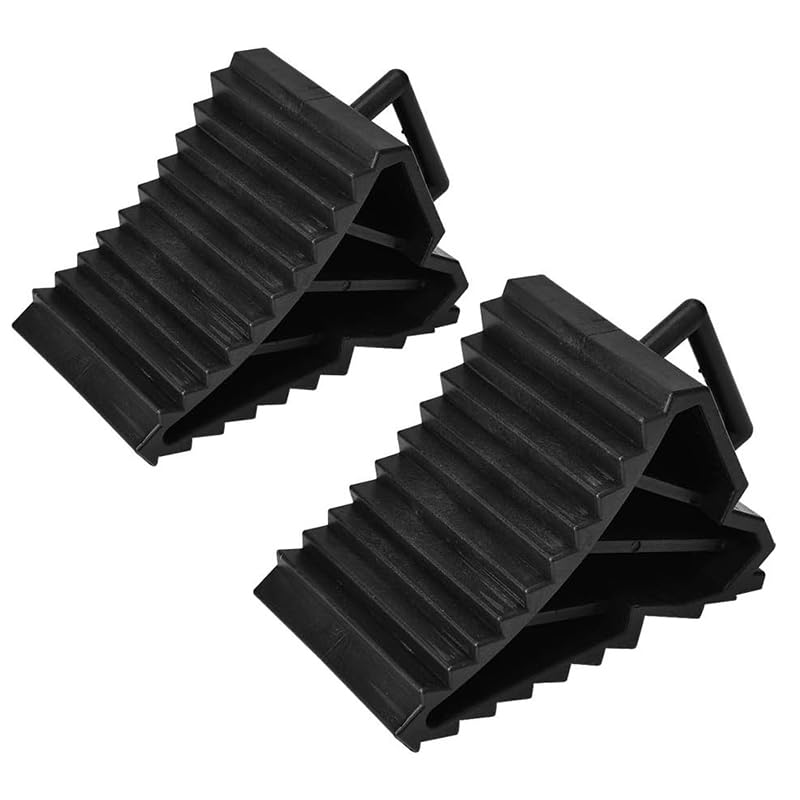 STHIRA Car Anti Slip Block for Vehicle Parking with Ridged Surface and Curved Fit | 2pcs Polypropylene Wheel Chocks