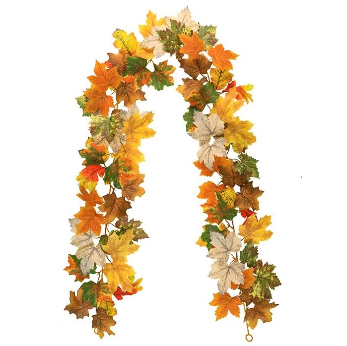 HASTHIP Fall Garland for Mantel with Realistic Maple Leaves 68.8in Vine | Autumn Home Décor
