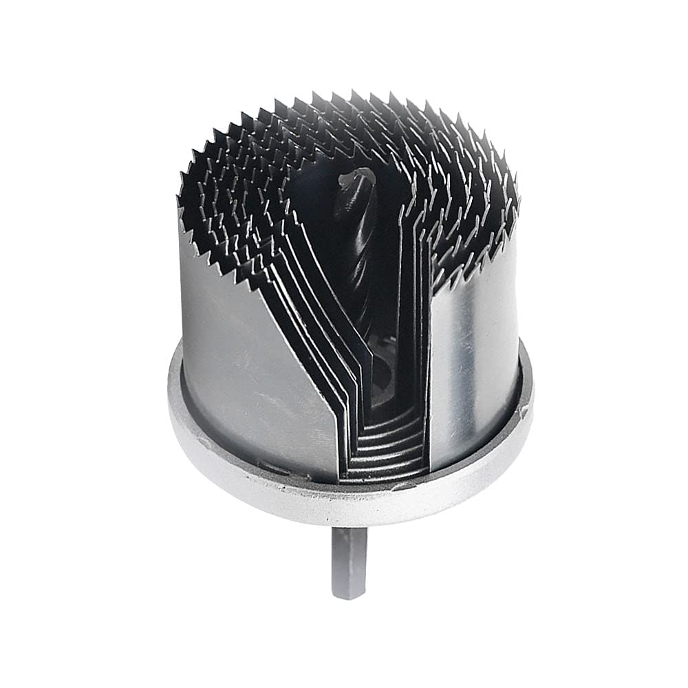 Serplex® Spring Steel Hole Saws Set, 45mm Depth Woodworking Hole Opener with 7Pcs 26mm-63mm Saw Blades for Drilling Hard or Soft Wood and Plasterboard, Silver