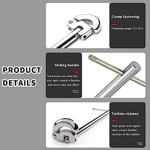 Serplex® 11-Inch Carbon Steel Sink Wrench Adjustable 3/8'' to 1-1/4'' Capacity Upgrade Jaw for Tight Spaces Suitable for Water Inlet, Faucet, Valves Ideal for Repairs & Installations